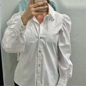 Aleeza Paris White Embroidered Shirt Modest Dressing Size Medium